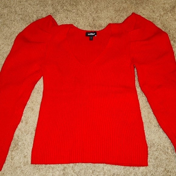Express Red BNWOT Puff Sleeve Sweater Size Large - Picture 3 of 5